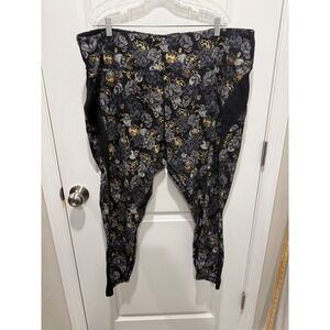 Torrid Womens Active Leggings Floral Skull Gold Foil Black Size 5